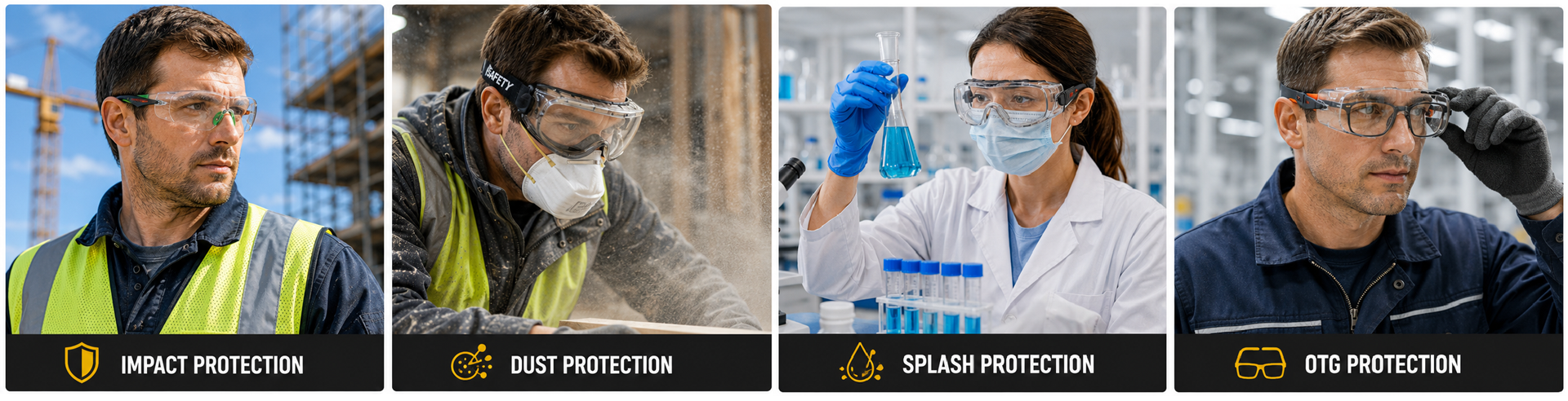 Industrial Safety Glasses & Safety Goggles Arbeitsschutzbrillen und Schutzbrillen für den Augenschutz am Arbeitsplatz