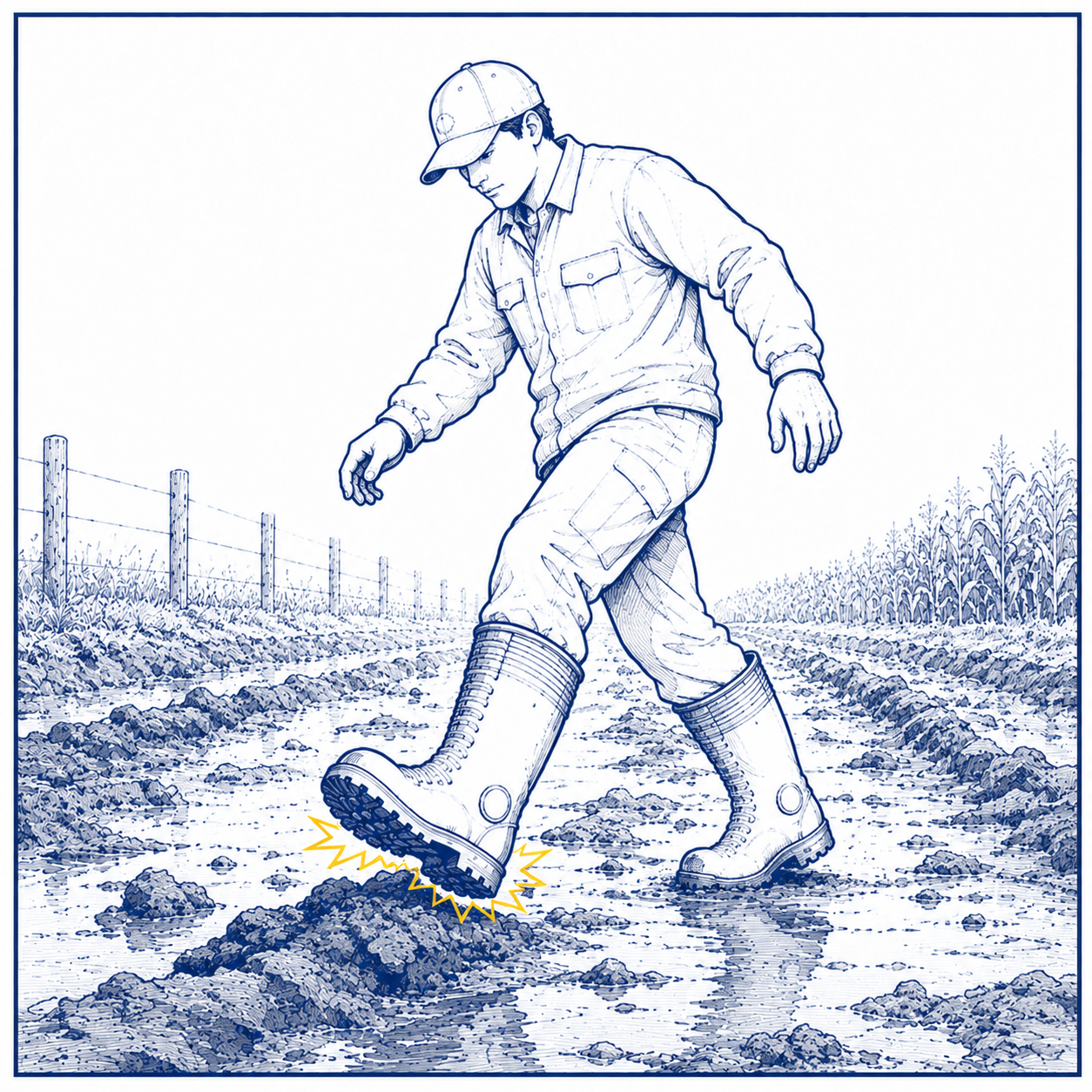 Mud and Uneven Ground Hazards in Farm Work Feldarbeit