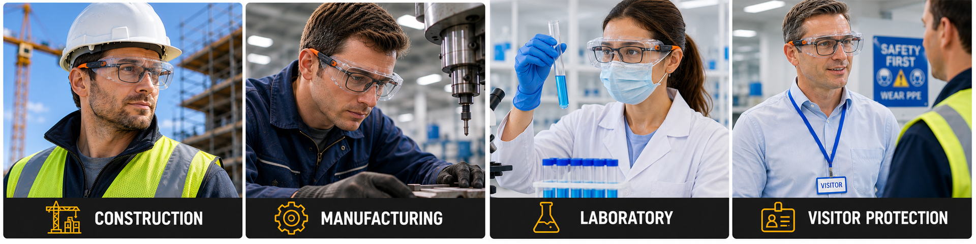 OTG Safety Glasses Over Prescription Glasses OTG-Schutzbrillen und Schutzbrillen, die an Industriearbeitsplätzen über Korrektionsbrillen getragen werden