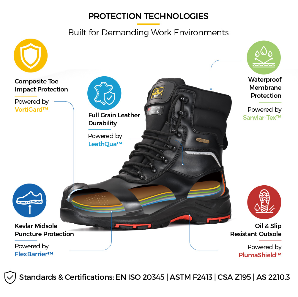 H-9552BK S7 Oil Gas Safety Boots Protection Technology Safetoe H-9552BK isolierte, wasserdichte Winter-Sicherheitsstiefel mit Zehen- und Durchstichschutz aus Verbundwerkstoff