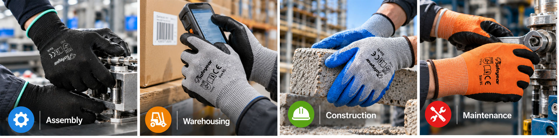 Safeyear General Purpose Work Gloves Allzweck-Arbeitshandschuhe für Montage, Lagerung, Bau und Wartung