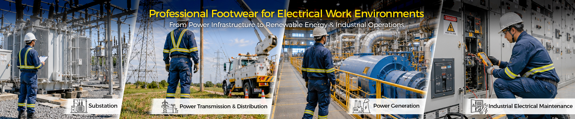 Safetoe Electrical Hazard Safety Footwear Solutions for Utility and Industrial Applications EH-zertifizierte Sicherheitsstiefel für Arbeiter in Versorgungsbetrieben, elektrische Wartung, Stromverteilung und Anwendungen im Bereich erneuerbare Energien
