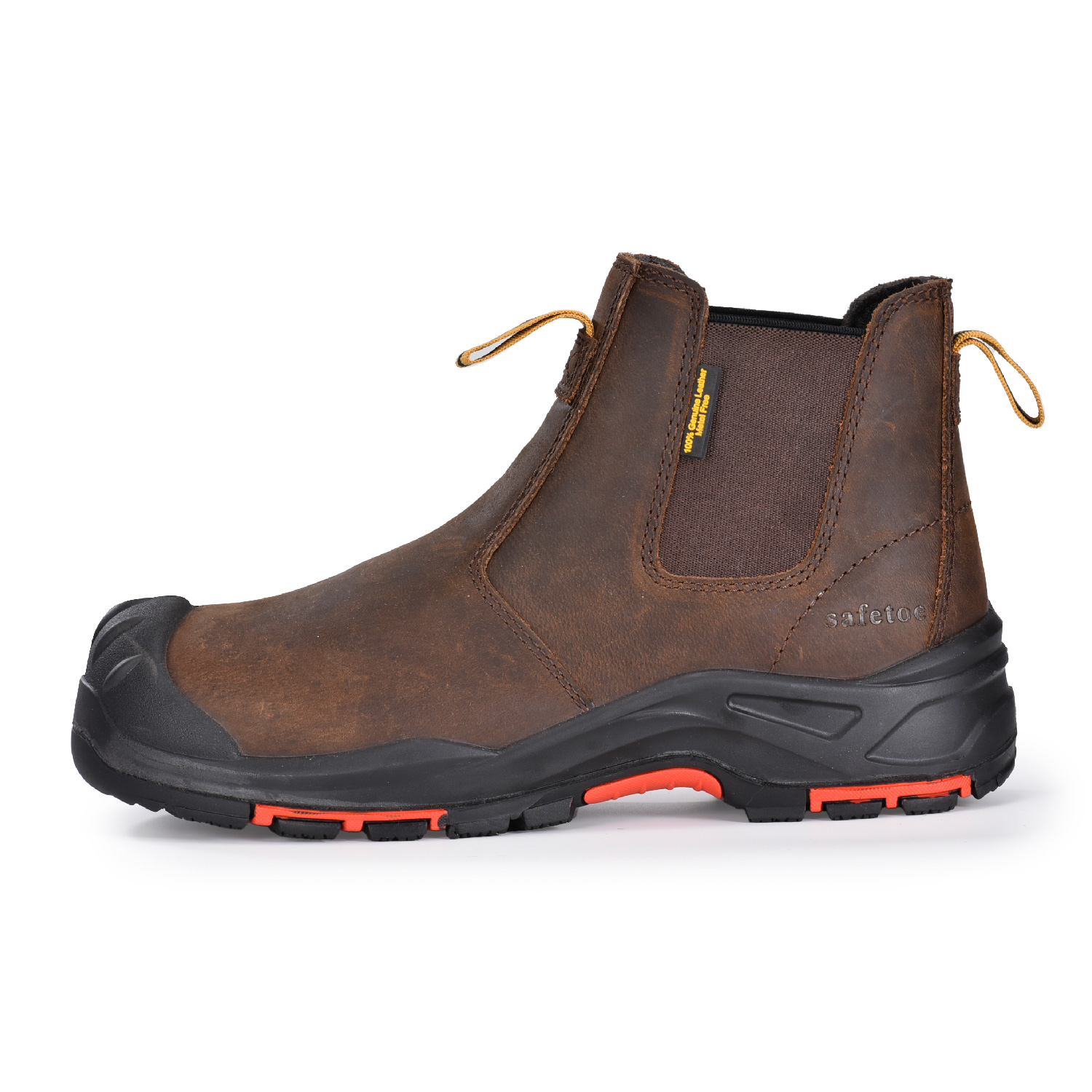Herren Ledersicherheit Composite Chelsea-Händler Slip auf Knöchel Arbeitsstiefel M-8025nbo