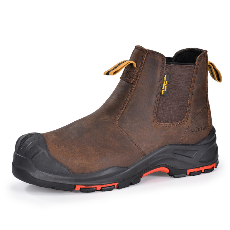 Herren Ledersicherheit Composite Chelsea-Händler Slip auf Knöchel Arbeitsstiefel M-8025nbo
