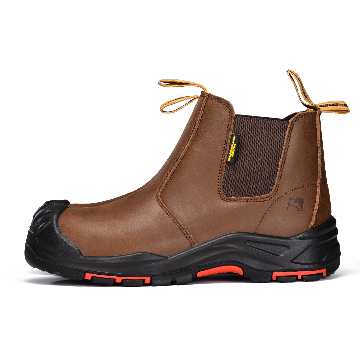 Ready Stock Herren Leder Safety Chelsea Composite Toe Slip On Ankle Dealer Stiefel M-8025NBO