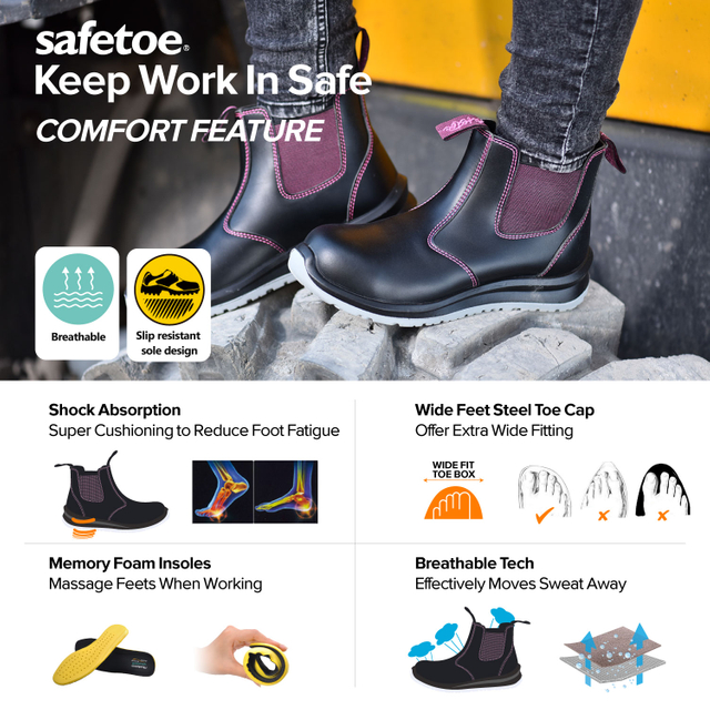 Safetoe Chelsea Slip-On-Sicherheitsstiefel für Damen | M-8025FM Lunawalk