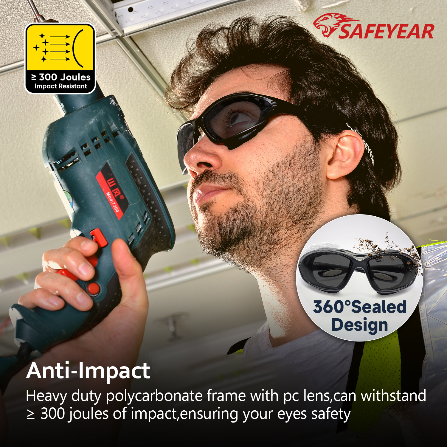 Schwarze Linsensicherheit Sonnenbrille SG002 Schwarz