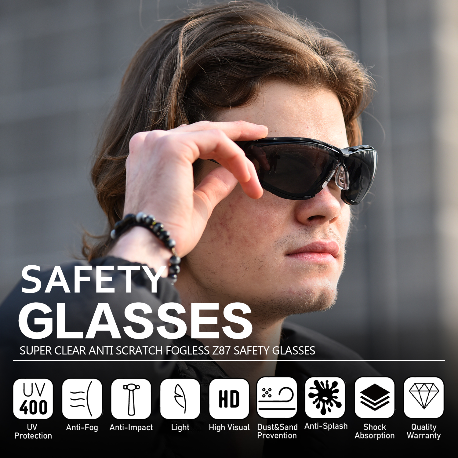 Bereitete Schutzsicherheitsbrille für Frauen SG037 Schwarz