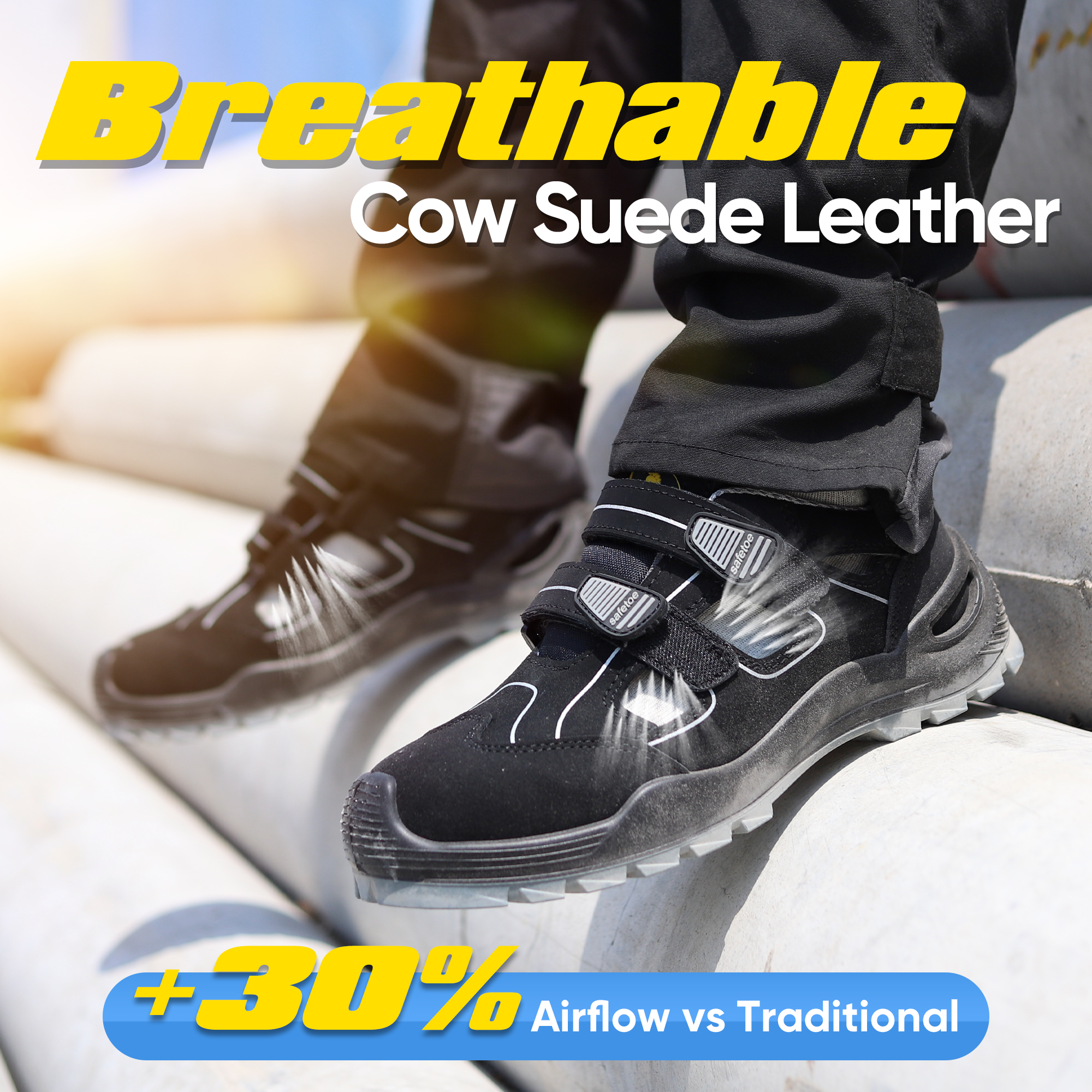 Leichte Ledersicherheit Sandalen Arbeiten Schuh mit Verbundzehenkappe S1P L-7518