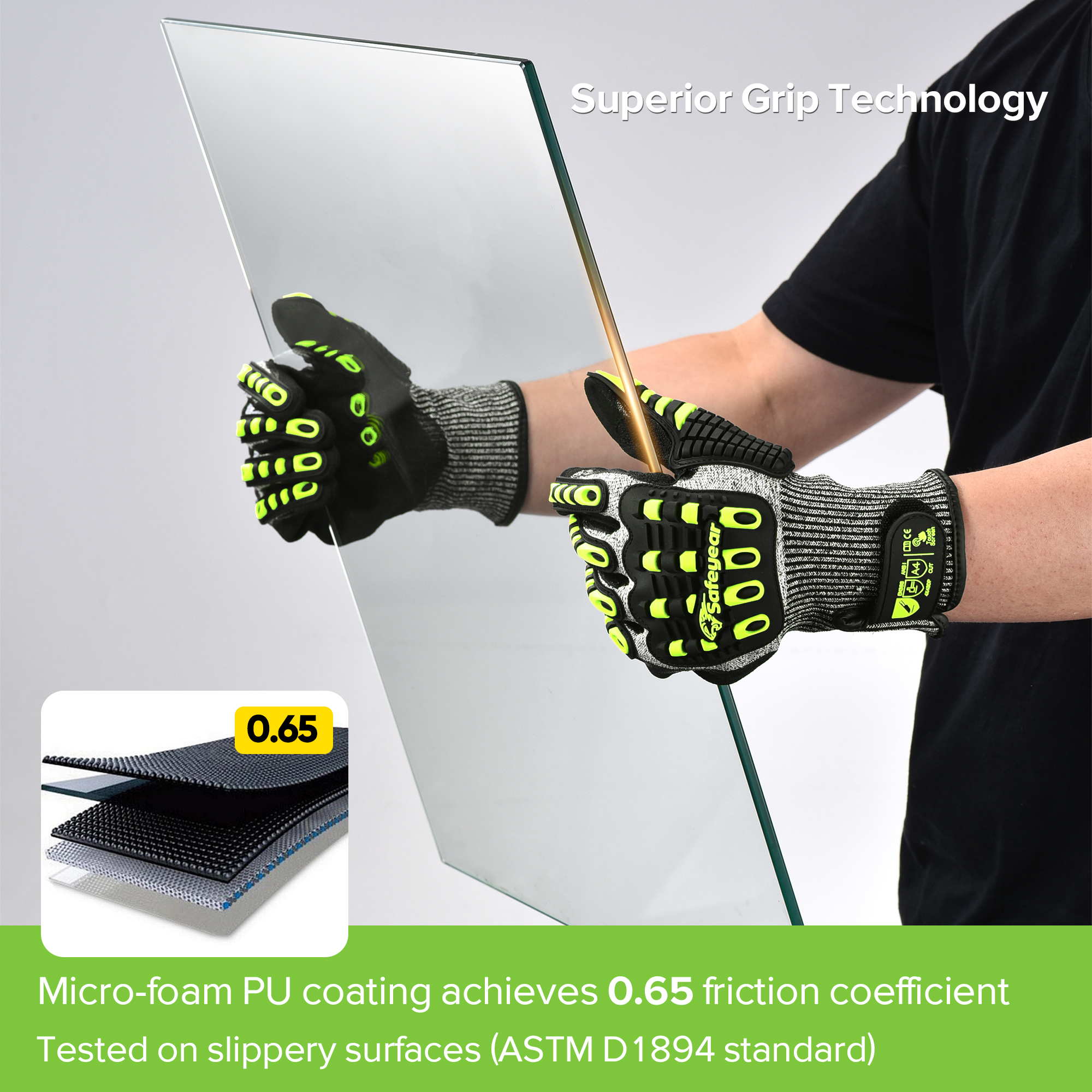 HDPE -Schnittpegelhandschuhe Schutzarbeit Handschuhe TPR9004 Grün