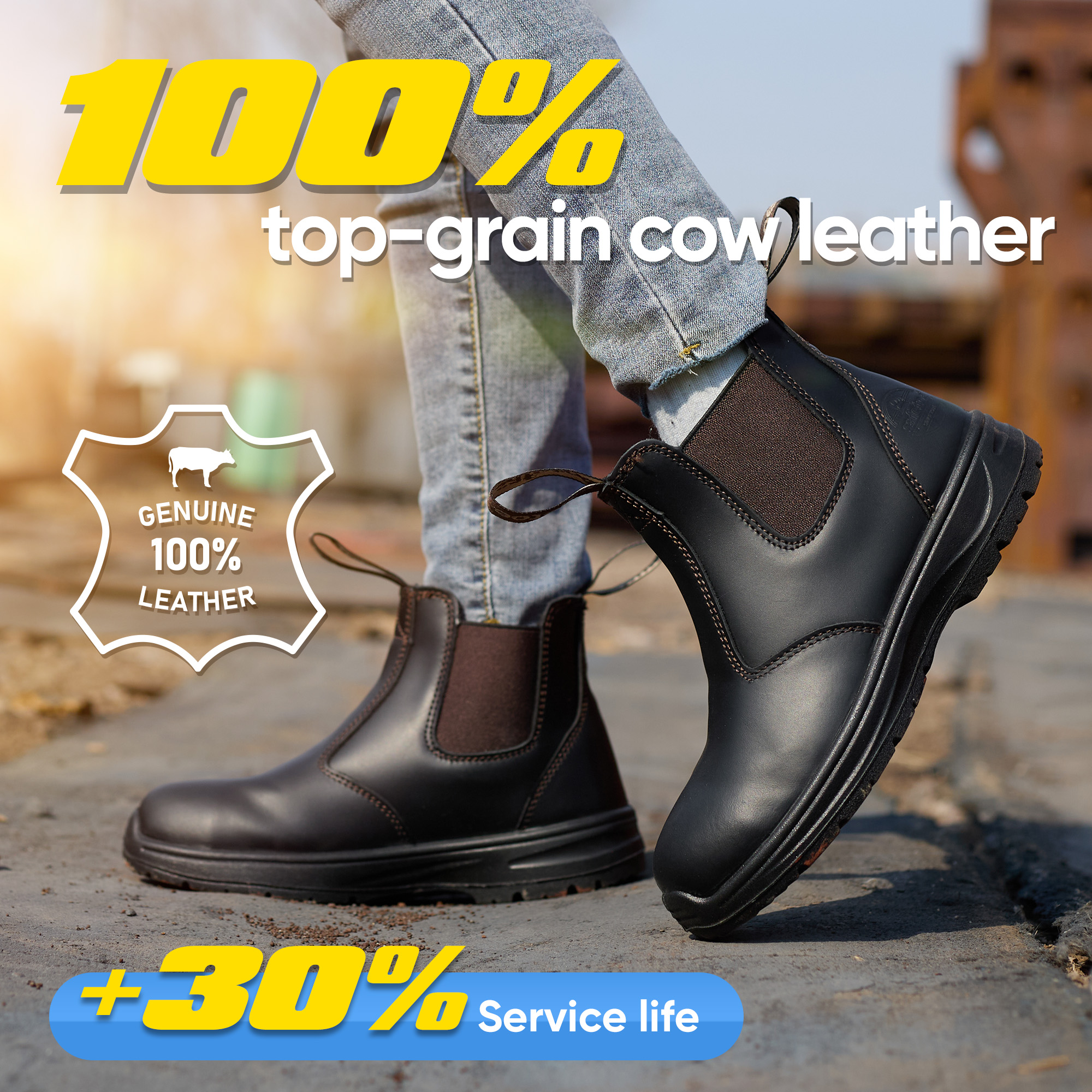 Frauen ohne Slip-Arbeit Schuhe Beste Stahlzehen ziehen Frauen Arbeitstiefel M-8025W