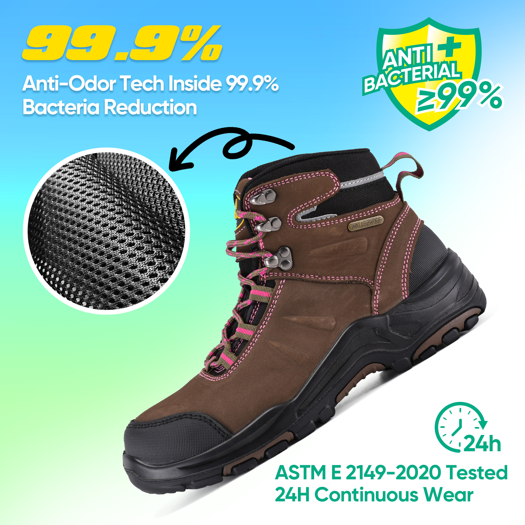Wasserdichte und rutschfeste Frauen Arbeitsstiefel mit Stahlzehen M-8553