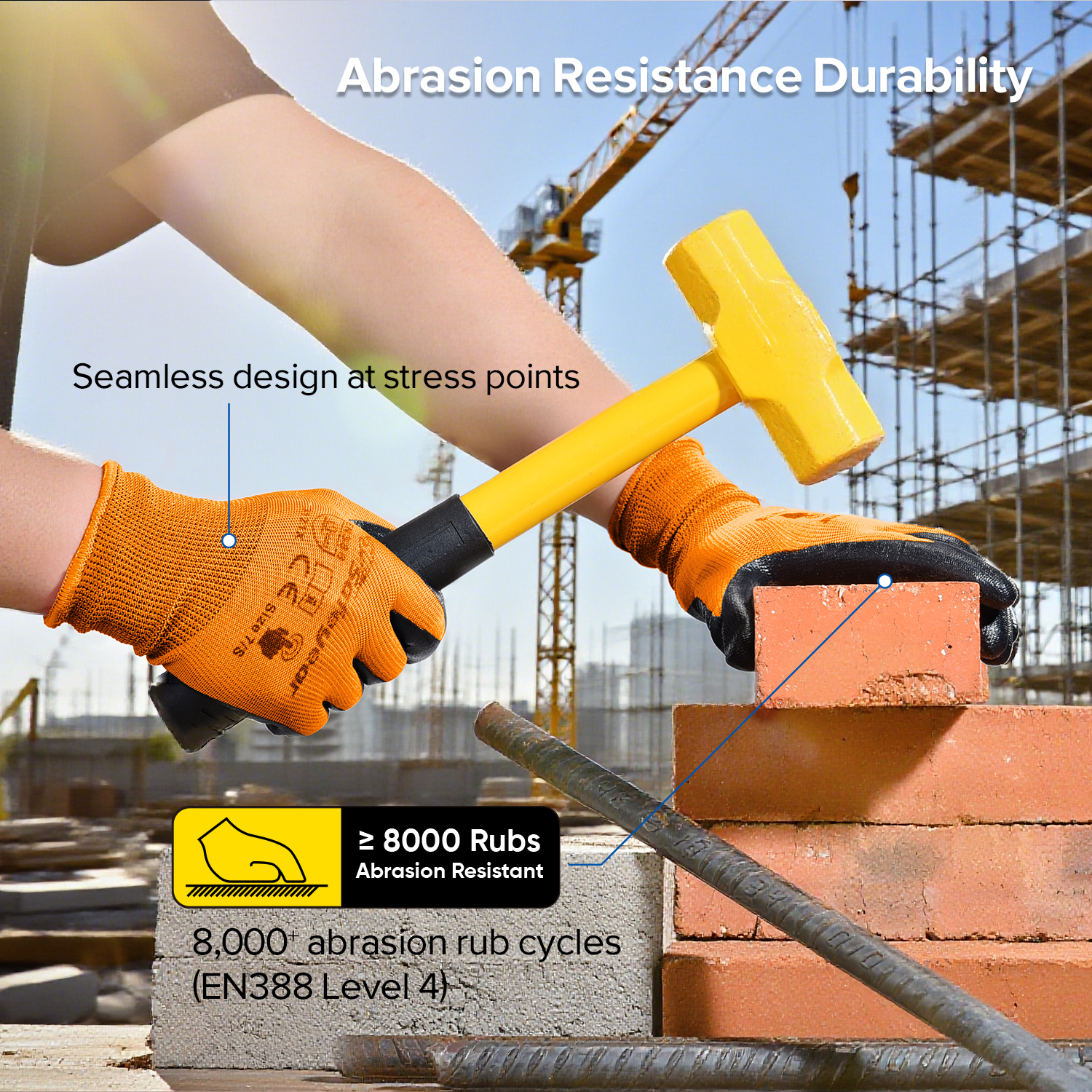 Nitrilbeschichtete Sicherheitsarbeitshandschuhe N1552 Orange