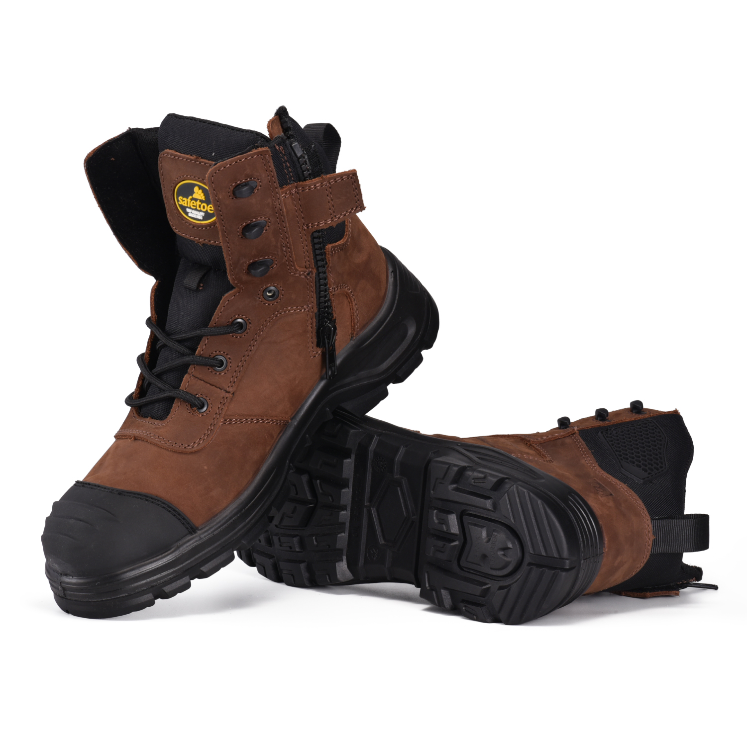 Hochwertiges Zip-Design Nubuck Cow Leatther Bauarbeit Stiefel M-8578 Brown