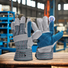Schnittschutzhandschuh mit Rindsleder-Handfläche, Schlaghandschuhe FL-1015, Blau