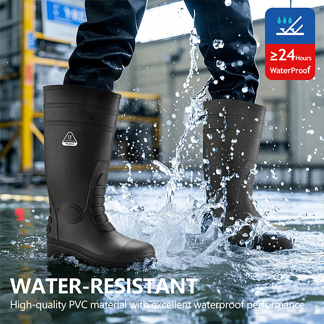 Wasserdichte Gummi-Gummi-Stiefel W-6038 Schwarz