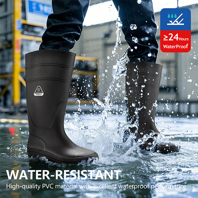 PVC-Regengummi-Stiefel W-6036 Schwarz