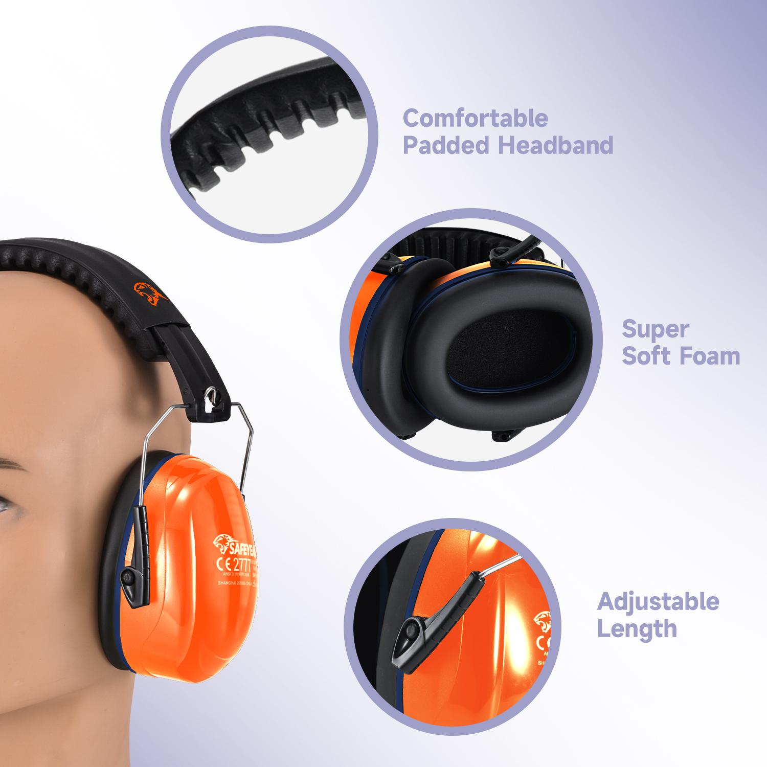 ABS Hörschutz Ohrmuffs Schutzohrmuffs Bereit FM-1b Orange