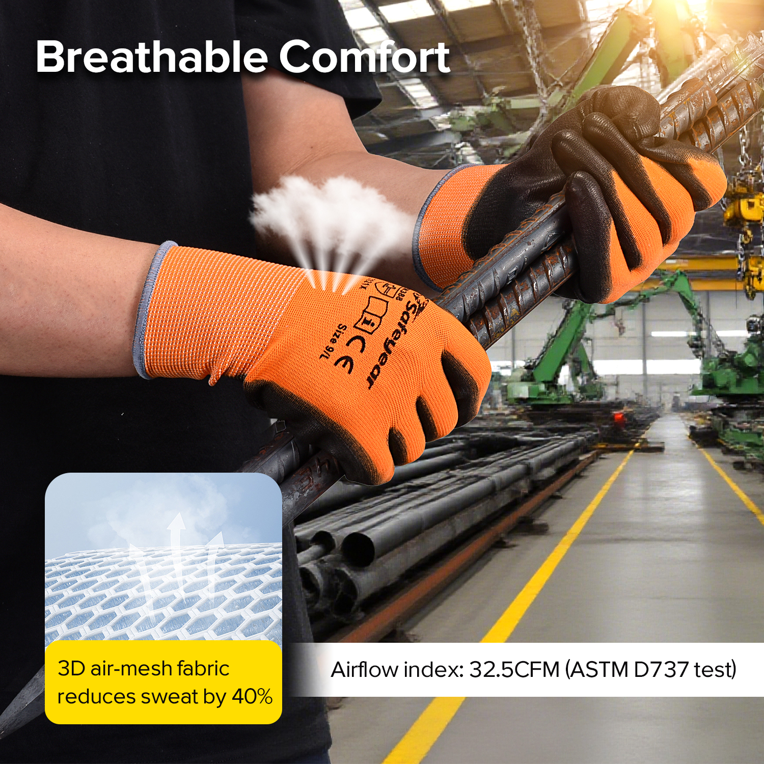 PU-beschichtete Hochleistungs-Arbeitshandschuhe PN8003 Orange