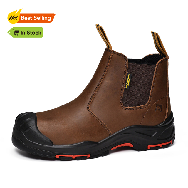 Herren Ledersicherheit Chelsea Composite Toe Slip auf Knöchelhändler Stiefel M-8025NB OC