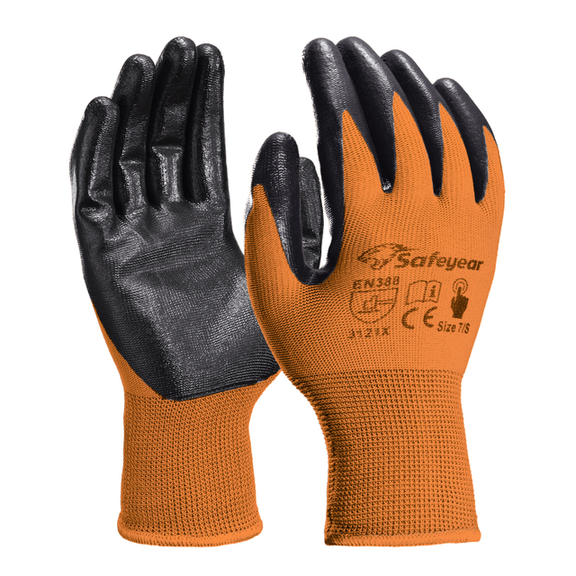 Nitrilbeschichtete Sicherheitsarbeitshandschuhe N1552 Orange