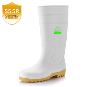 Weiße PVC-Sicherheitsstiefel – S5 wasserdichte Arbeitsstiefel mit Stahlkappe W-6037