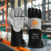 Hitzebeständige Handschuhe für Schweißhandschuhe, Leder, Rindsleder, FL-1023, Schwarz und Grau