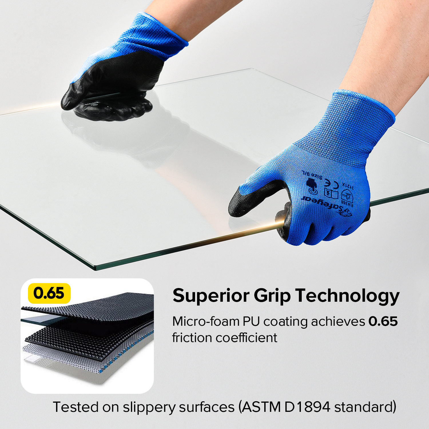 EN 388 3121X Schutzhandschuhe für Montage und Lagerhandhabung N1552 Guarder Max Blau