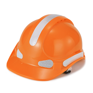 Belüfteter Warnschutzhelm mit reflektierenden Streifen