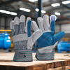 Schnittschutzhandschuh mit Rindsleder-Handfläche, Schlaghandschuhe FL-1015, Blau