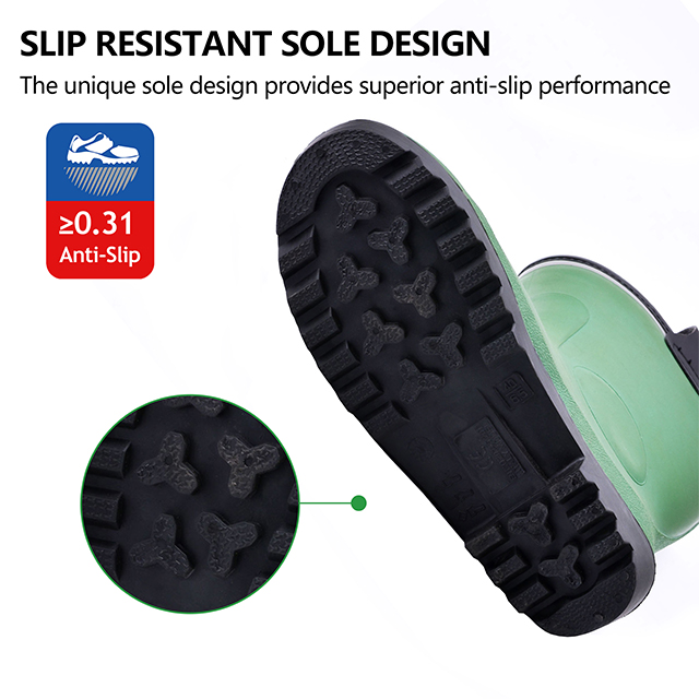 Pelzfutter Regenstiefel W-6037 Grün Tief