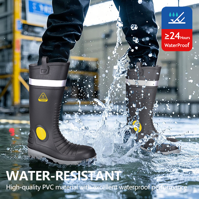 Regenstiefel für Mann wasserdichte S5 Stahlzehen PVC-Stiefel W-6055 Aqua Guarder