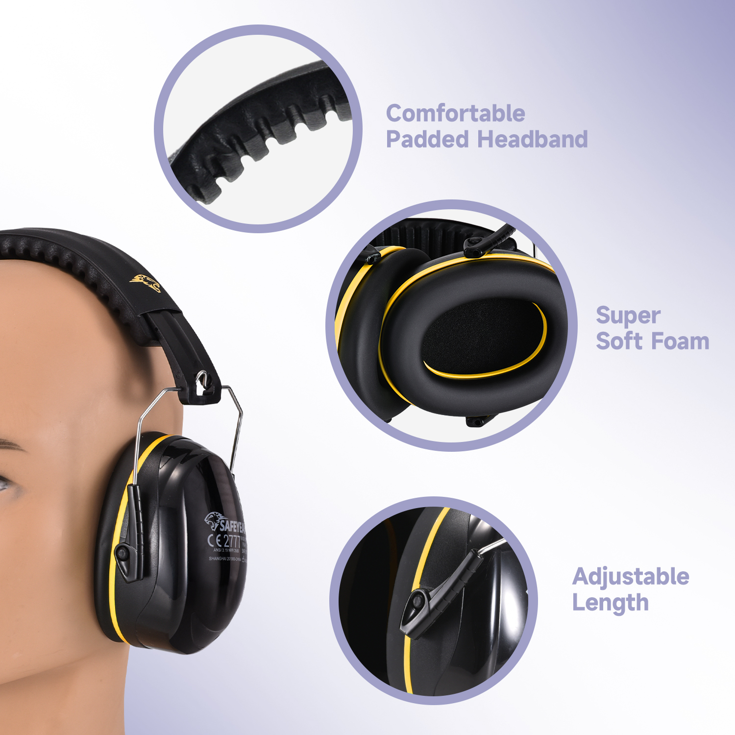 ABS Hörschutz Ohrmuffs Schutzohrmuffs Bereit fm-1b gelbgelb