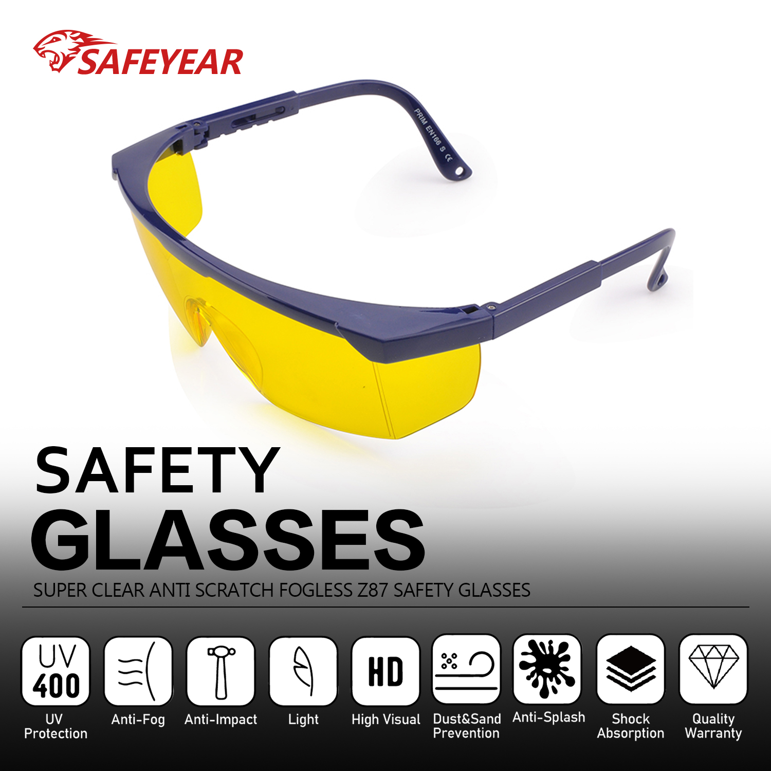 Laserschutz PC Sicherheitsbrille KS102 Gelb