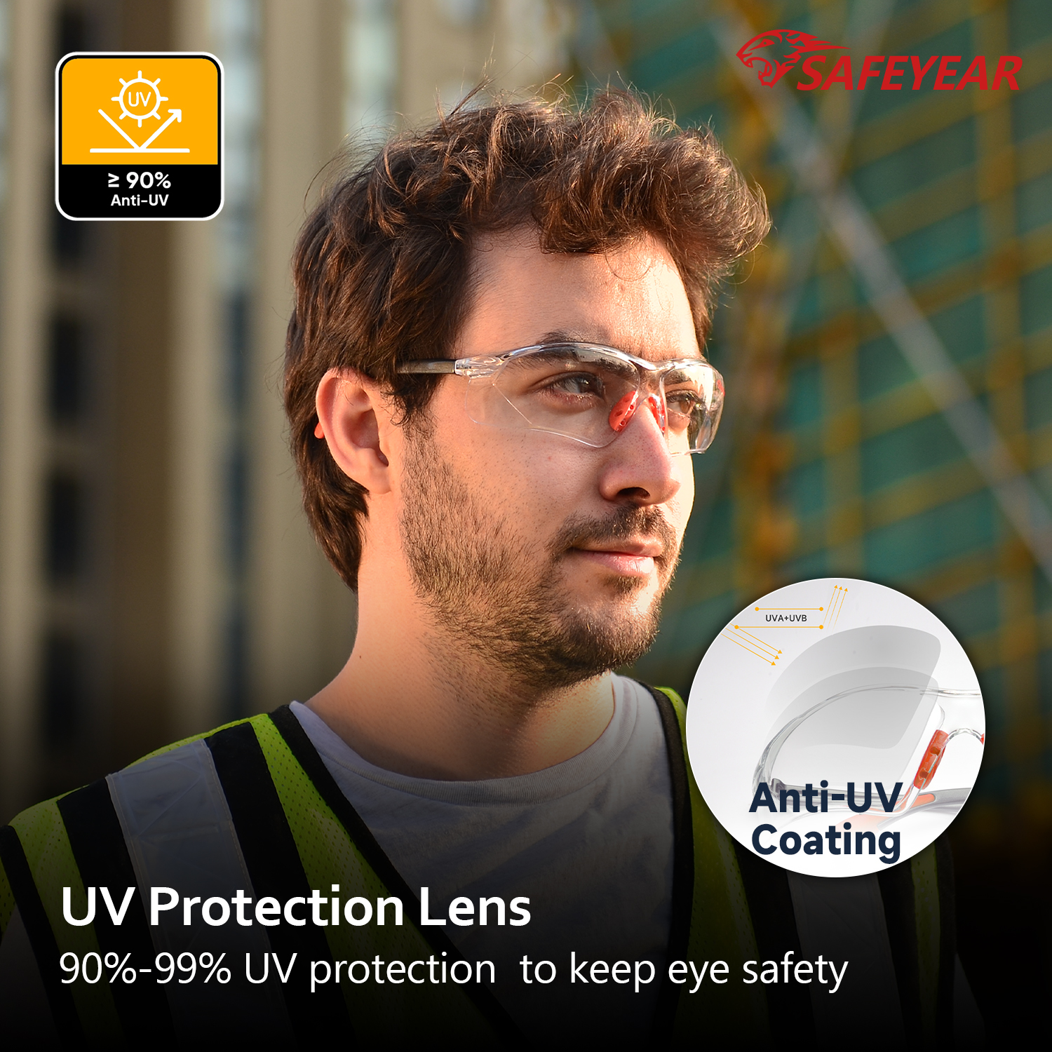 FEEFORTE VORSCHALTE INDUSTRIAL Safety Brille SG003OR