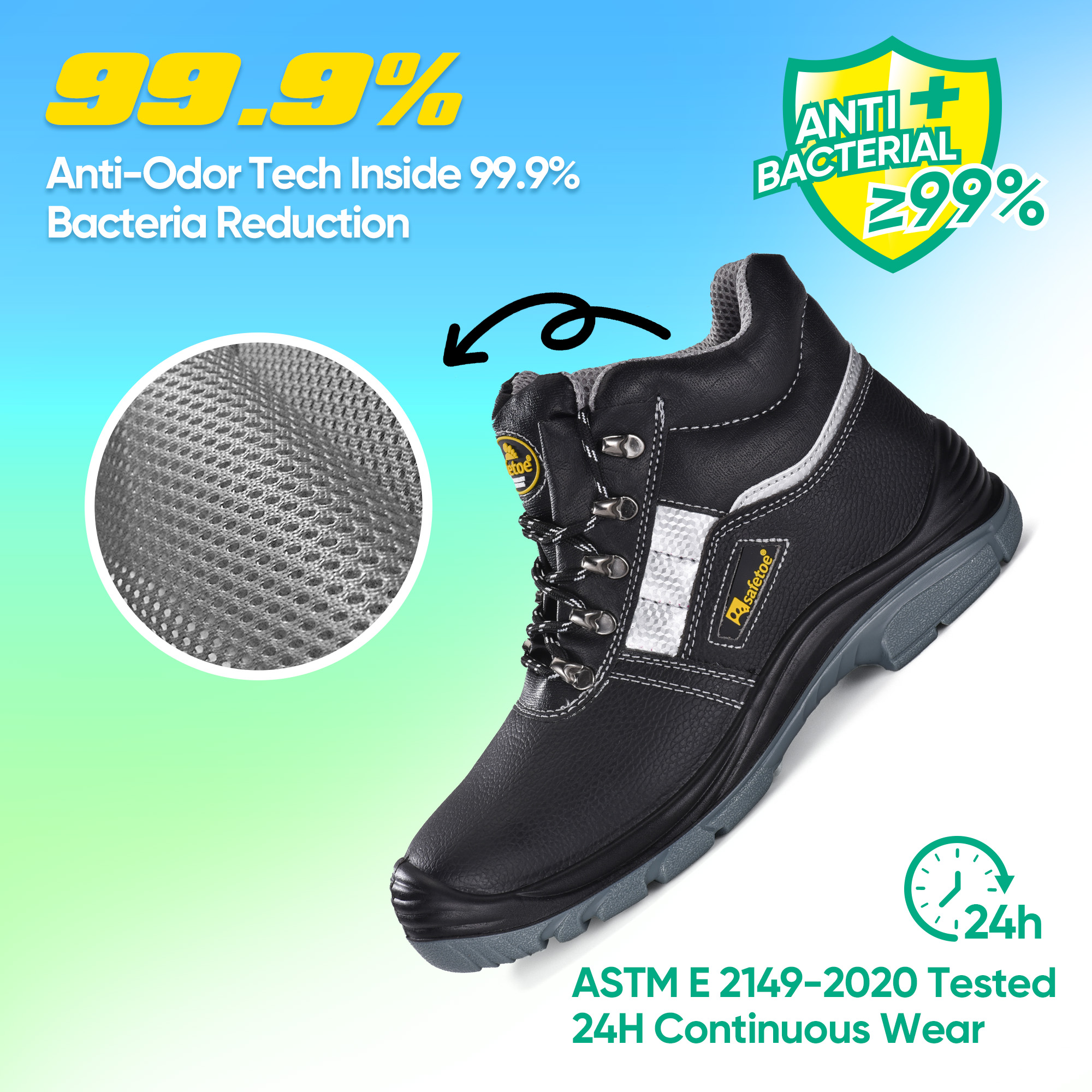 Vortigard ™ Edelstahlzehen Standort Schwarzer Schutz Arbeitsstiefel M-8027