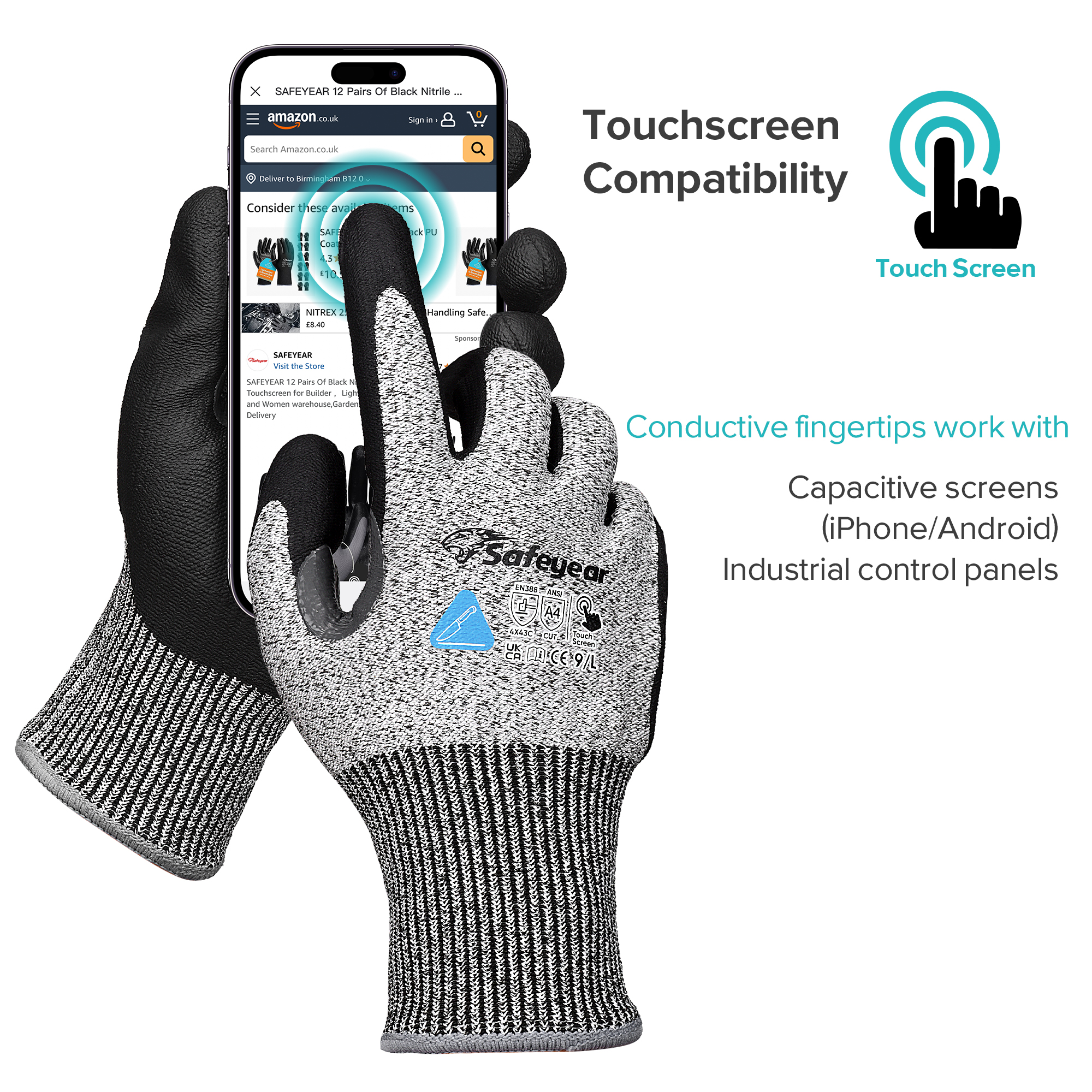 Bauarbeiten Handschuhe schneiden resistente Sicherheitsarbeit Handschuhe PD8045 Schwarz