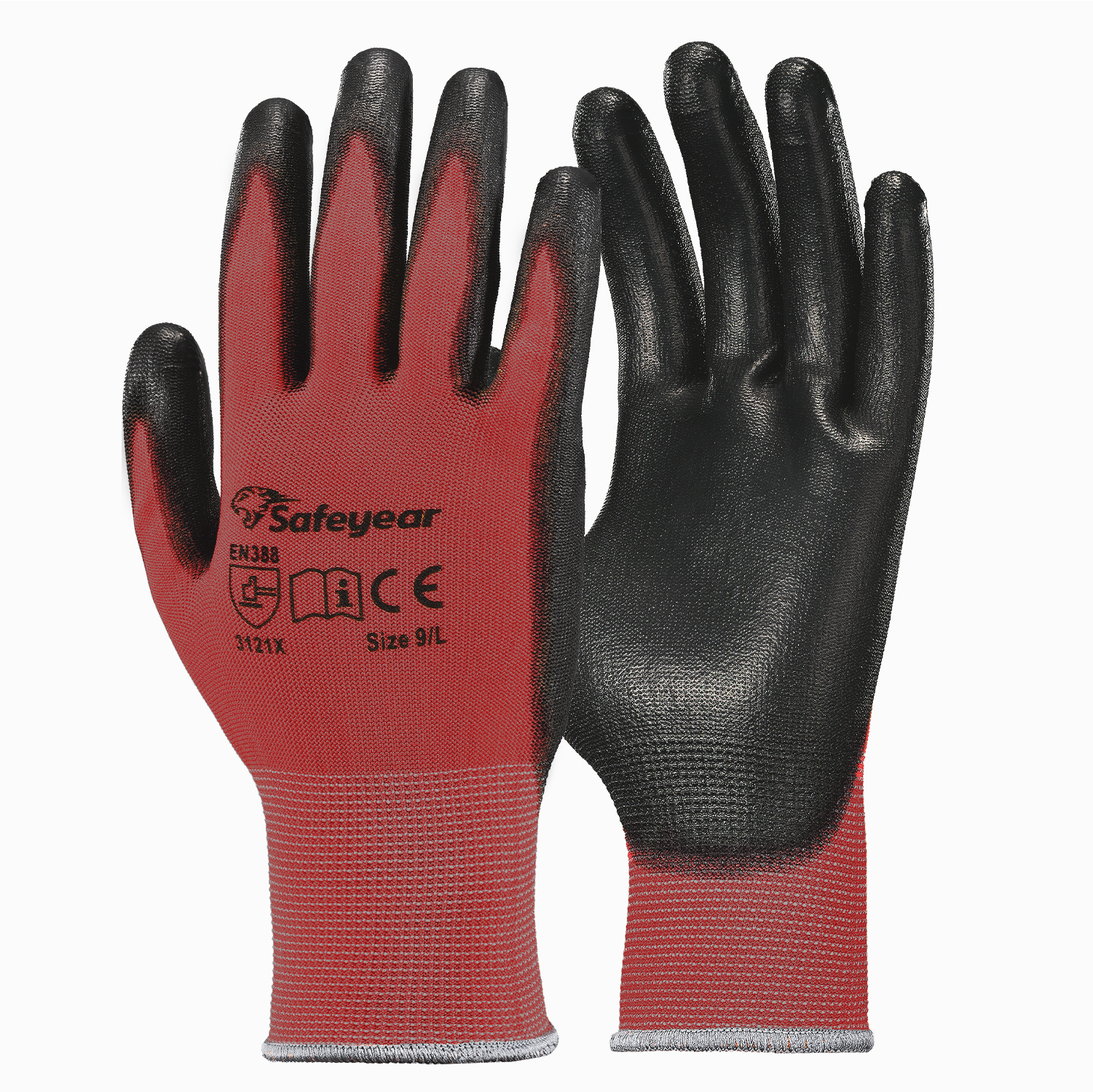 PU beschichtete Hochleistungsarbeit Handschuhe PN8003 Rot