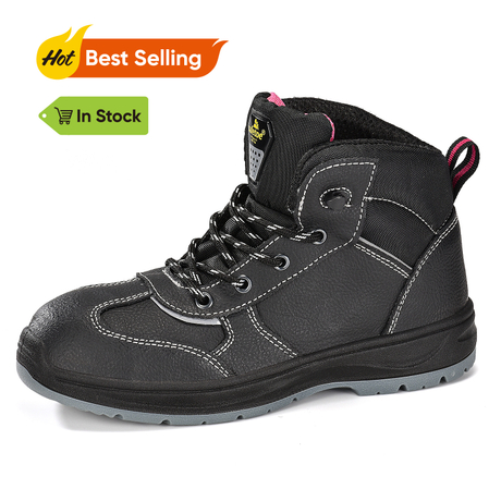 Wasserdichte schwarze Sicherheits-Arbeitsstiefel aus Leder für Damen, Konstruktion M-8516W GraceShield