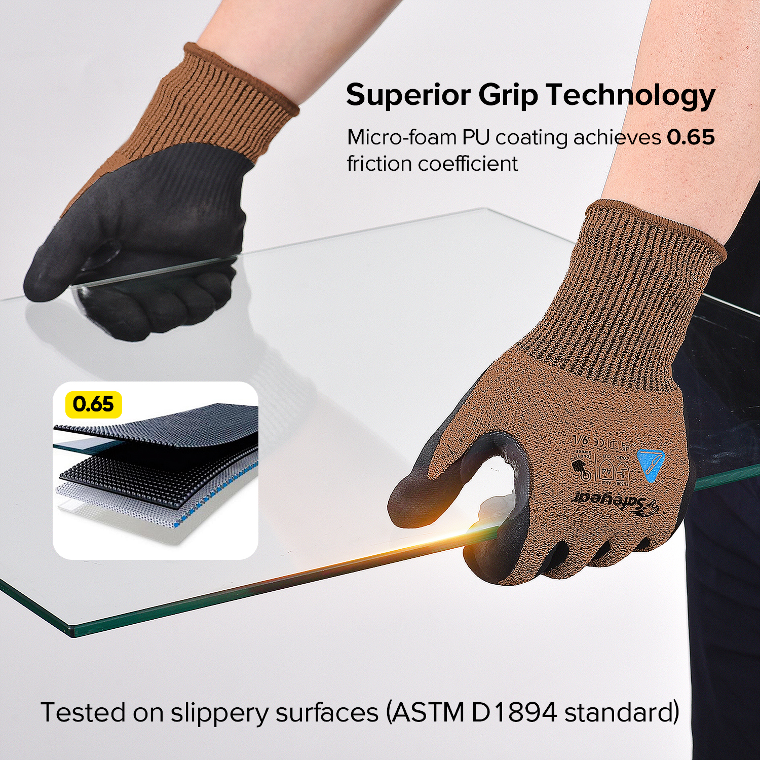 Bauarbeitshandschuhe Schnittfeste Sicherheitsarbeitshandschuhe PD8045 Braun