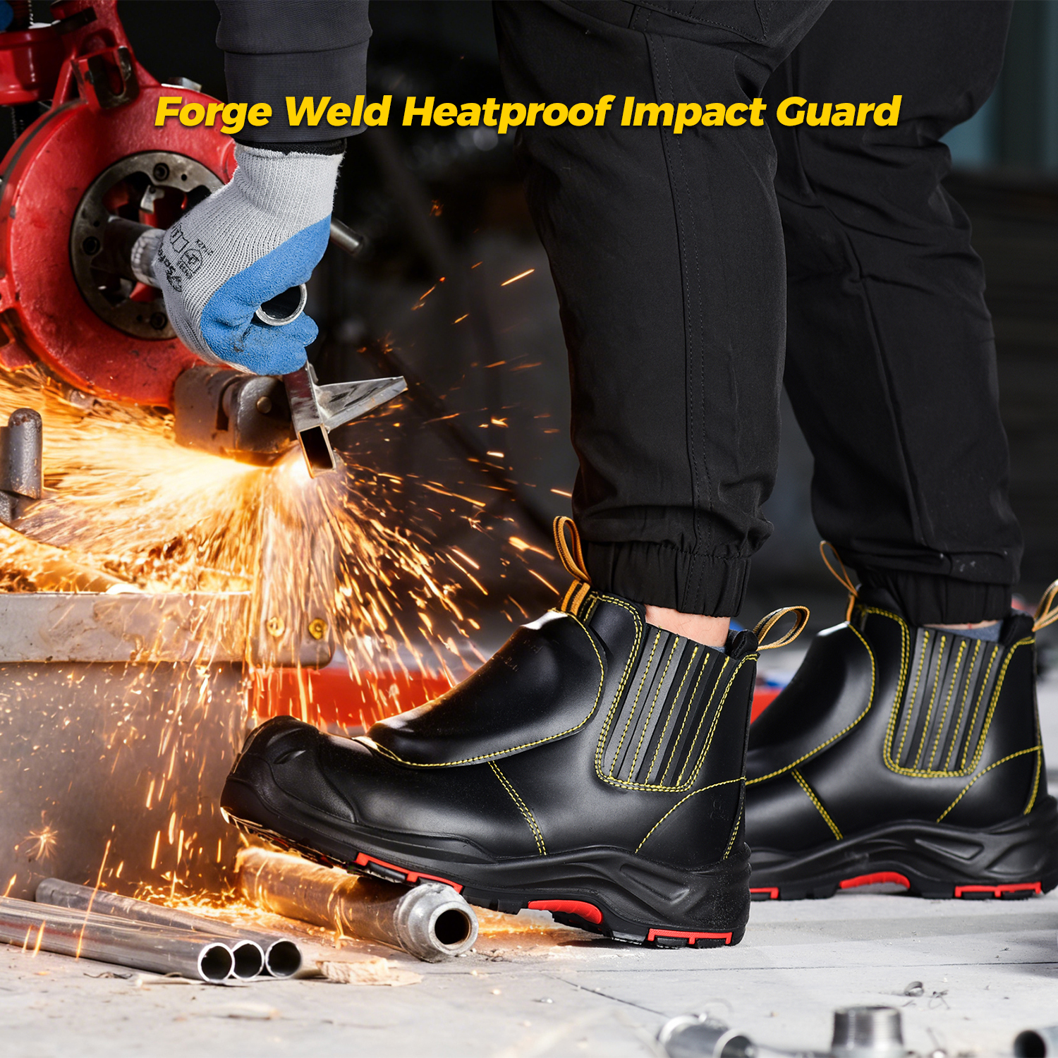 Schweißarbeitsstiefel Bergbau Sicherheitsstiefel Metall kostenlos M-8025NBK MP