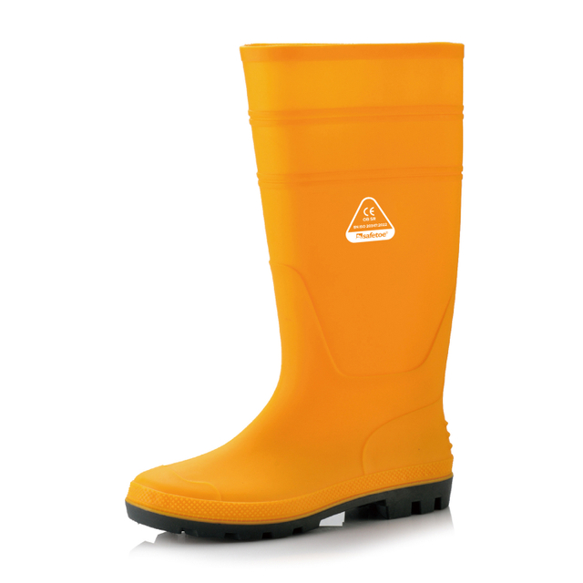 Berufsgummistiefel – Wasserdichte PVC-Arbeitsregenstiefel für den Einsatz im Freien und bei der Reinigung, Gelb