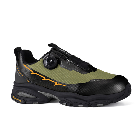 Atmungsaktive S1P-Sicherheitsturnschuhe mit Drehschnalle, Zehenbereich aus Aluminiumlegierung und rutschfest, L-7601, Grün