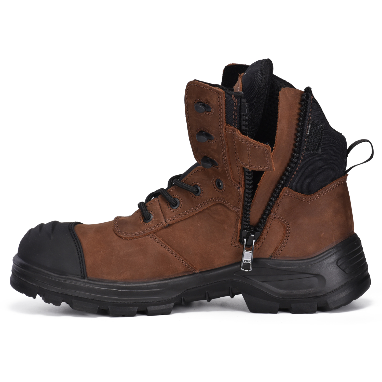 Hochwertiges Zip-Design Nubuck Cow Leatther Bauarbeit Stiefel M-8578 Brown