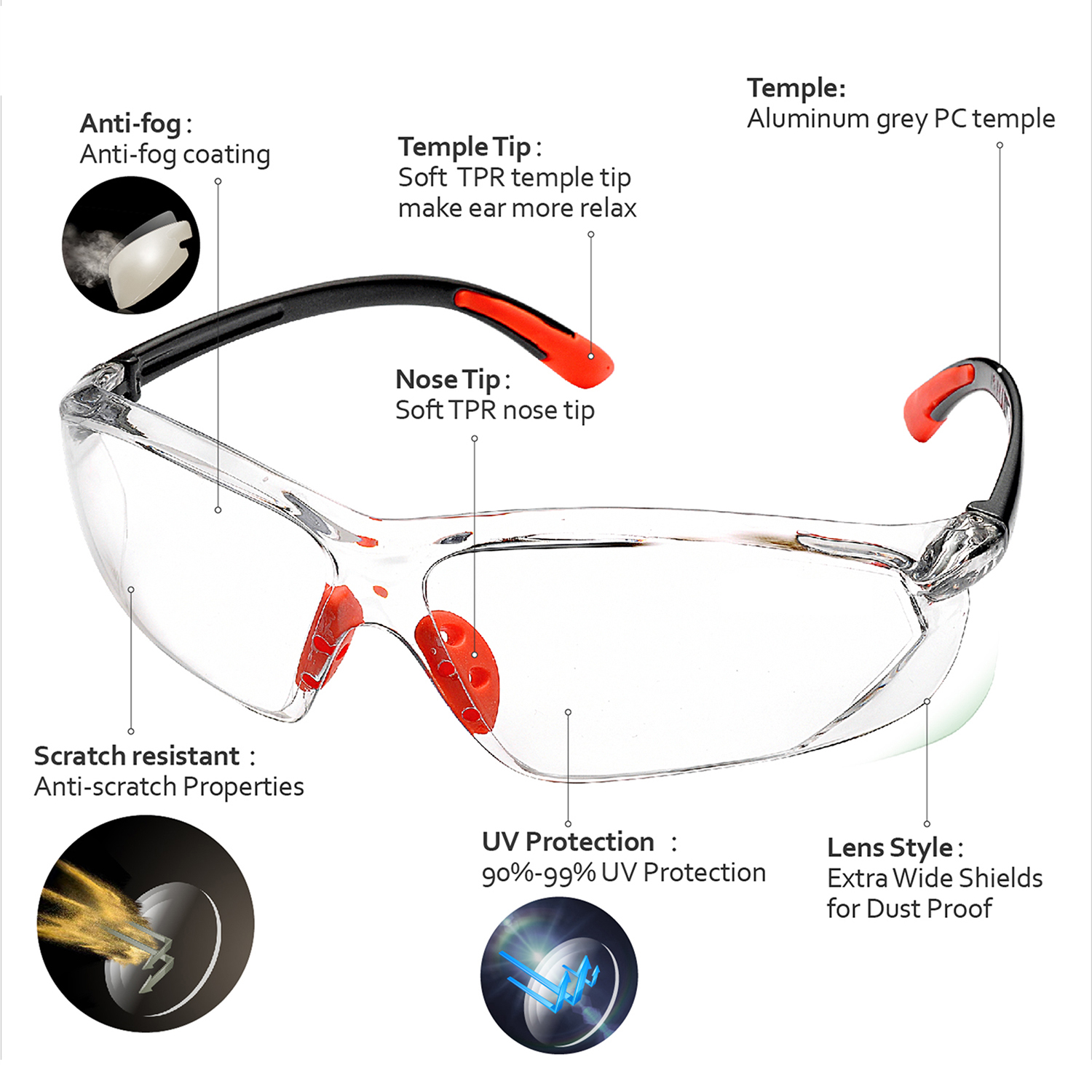 Hochklare Industrie-Schutzbrille SG003 Orange