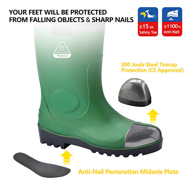 Pelzfutter Regenstiefel W-6037 Grün Tief