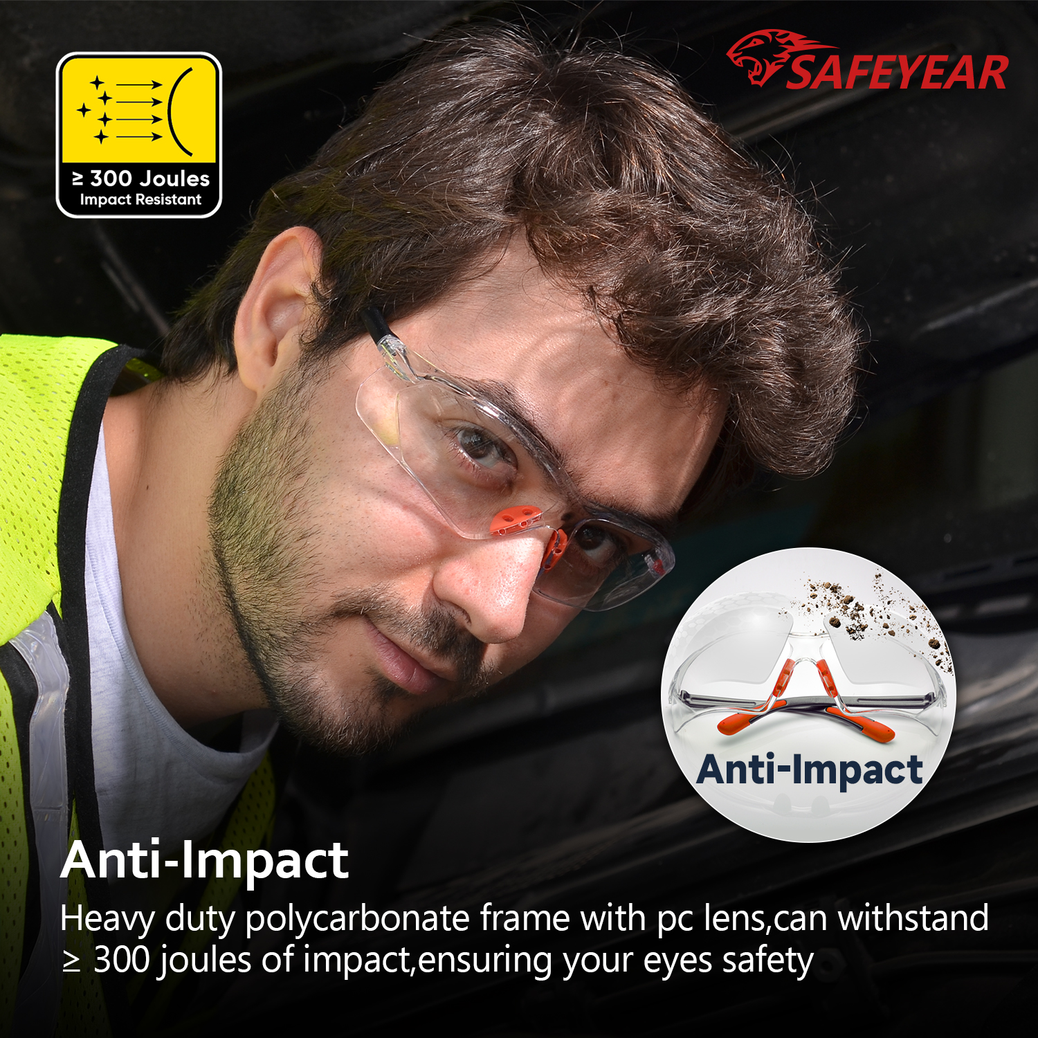 FEEFORTE VORSCHALTE INDUSTRIAL Safety Brille SG003OR