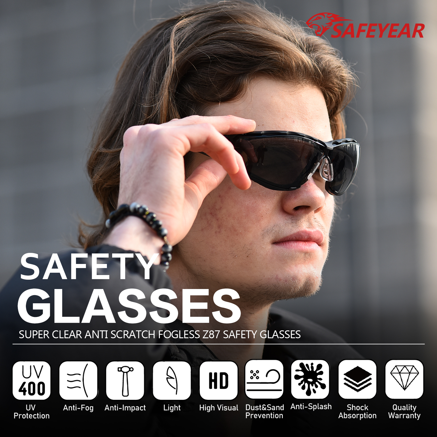 Industriegläser Schutzsicherheitsbrille für Frauen SG037 Schwarz
