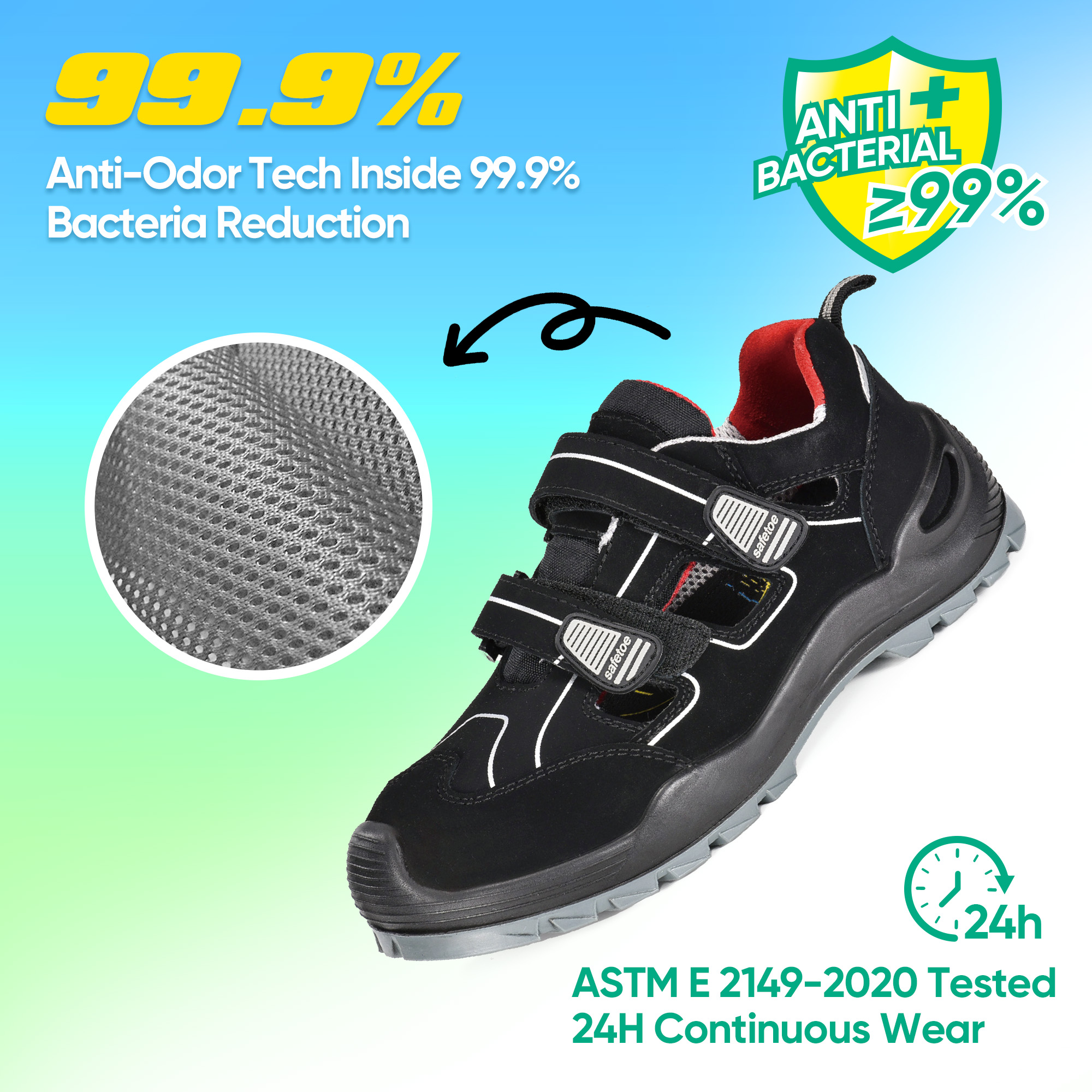 Leichte Ledersicherheit Sandalen Arbeiten Schuh mit Verbundzehenkappe S1P L-7518