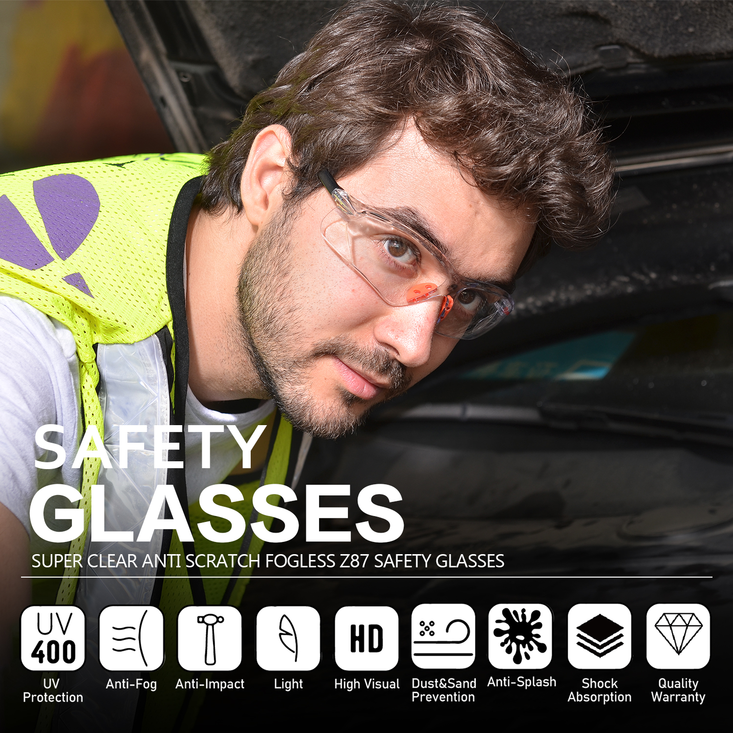 FEEFORTE VORSCHALTE INDUSTRIAL Safety Brille SG003OR